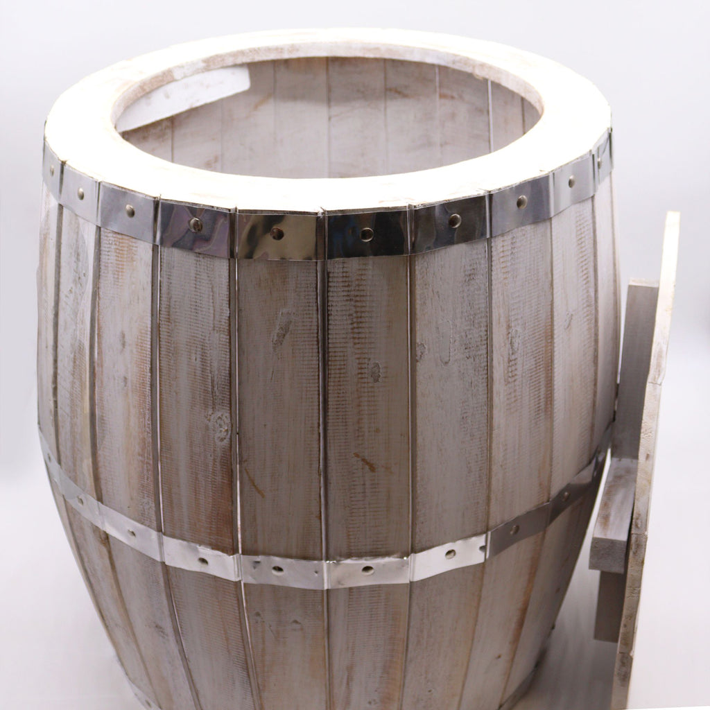 Handcrafted Whitewashed Wood Beer Barrel Side Table – detail view 2